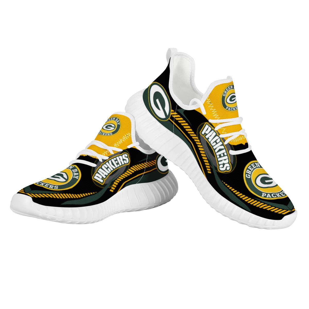 Women's Green Bay Packers Mesh Knit Sneakers/Shoes 005